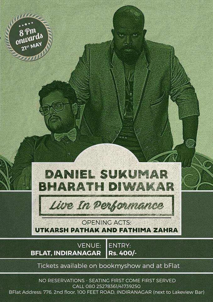 Daniel Sukumar and Bharath Diwakar live comedy show poster