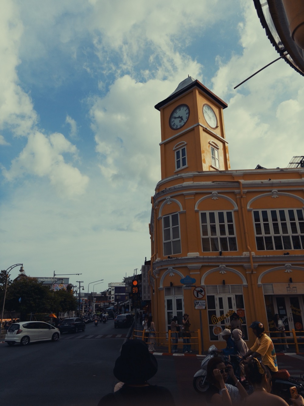 Colonial-era clock tower against a cloudy sky